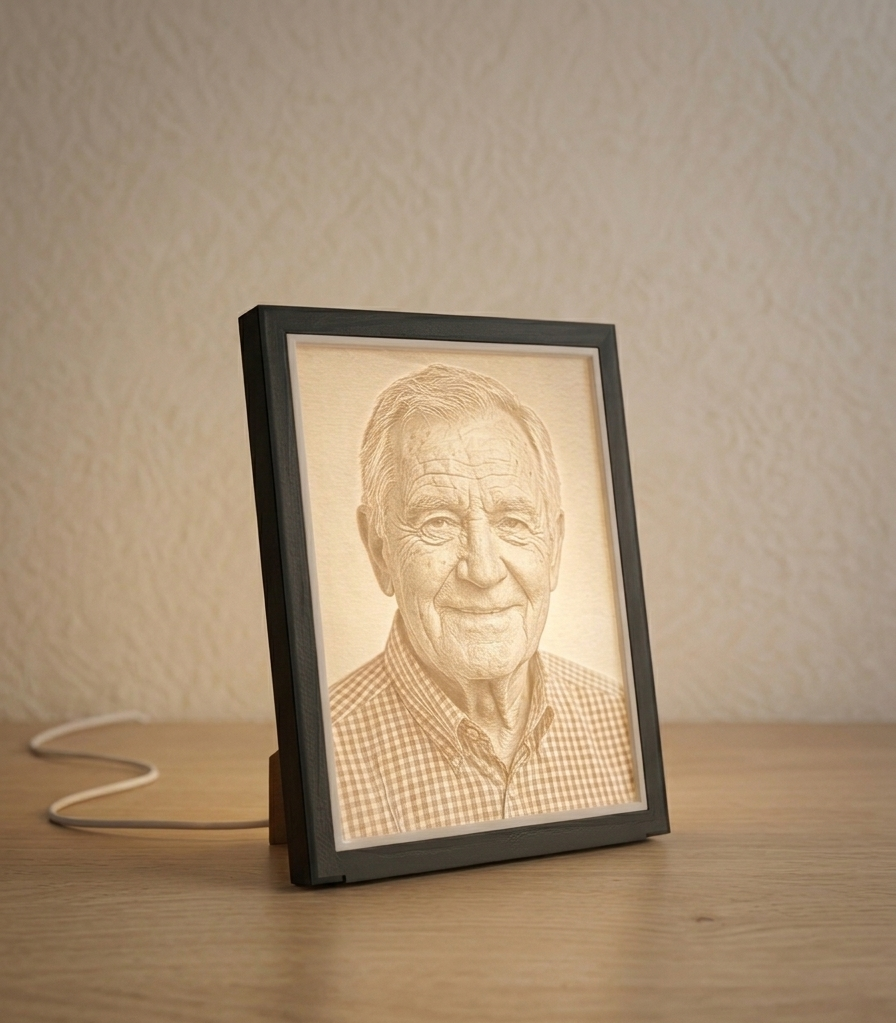 Lampka LED z Grawerem Zdjęcia – Personalizowana Rama na Prezent